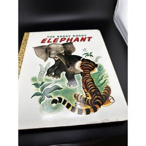1975 The Saggy Baggy Elephant Rare 11x9 Oversized Golden Board Book Random House